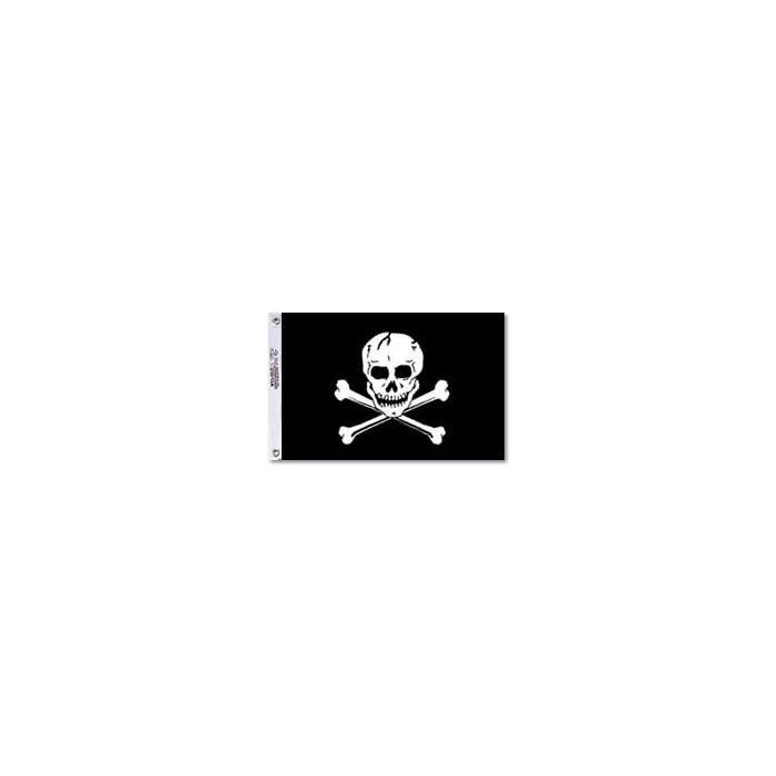 Bandera pirata jolly roger en tres dimensiones aislada en una pancarta