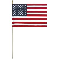 Lightweight Cotton US Mounted Flags w/Pointed Bottom Tip - 12 in X 18 in