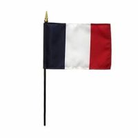 France Stick Flag - 4 in X 6 in - Pack of 12