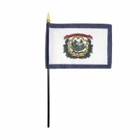 West Virginia Stick Flags - 4 in X 6 in - Pack of 12