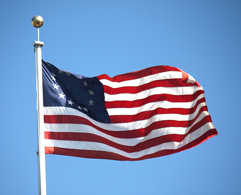 Betsy Ross flag on flag pole