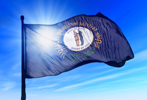Kentucky (USA) flag waving on the wind