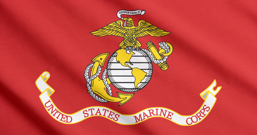 US marine corps flag waving