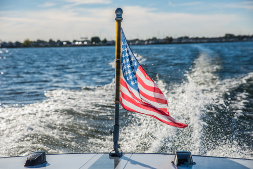 american flag boat rear