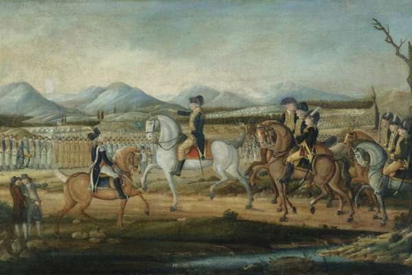 George Washington marching into battle
